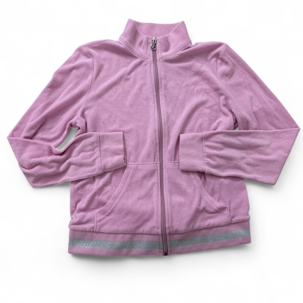 Juicy Couture Velour Terry Cloth Pink Bubble Tracksuit Jacket Y2K Cozy